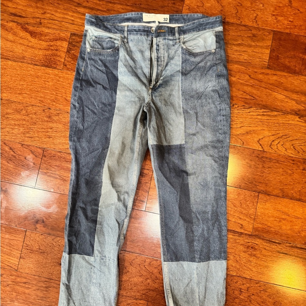Rag & Bone Stretch Miramar Nina Cigarette Byron Patch Work Jeans in
Blue Size 32 - Picture 2 of 5
